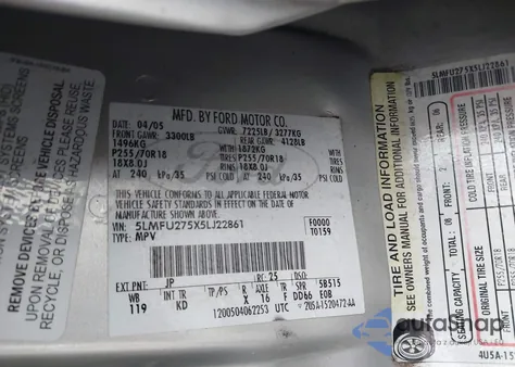 2005 Lincoln Navigator z USA, uszkodzony, nr VIN 5LMFU275X5LJ22861